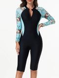 2026 Zipper Slim Swimsuit Women Long Sleeve & Knee One Piece Swimwear Female Bather Bathing Swimming Swim Surf Suit Beachwear