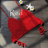 Sexy Crochet Crop Top Bikini Crop Top Women Crochet Boho Beach Camisoles Bikini Bralette Halter Cami Knitted Bra Backless