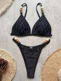 Beads Cross Bandage Bikinis 2026 Bikini Women Swimwear Female Swimsuit Two-pieces Bikini Set Push Up Bra Bathing Suit Swim Lady
