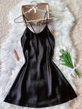 Women's Sleepwear Summer Ice Silk Stain Nightdress Sexy Backless Sleeveless A-Line Short Sleepdress Solid Color Nighties