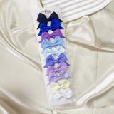 10Pcs/card Grosgrain Ribbon Bows Hair Clips For Girls Small Trailing Bowknots Hairpins Headwear Kids Hair Accessories