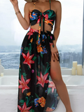 3 Pieces Floral Printed Push Up Bikinis 2026 Women Halter Swimwear Female Sexy Swimsuit & Beach Dress Bathing Swimming Swim Suit