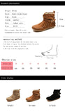 Vintage Women Boots Suede Ankle Boots Fringe Women Shoes Winter Boots Women Side Zipper Casual Shoes Ladies Snow Boot