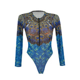 2026 Printed Long Sleeve with Long Pants Sexy One Piece Swimsuit Women Swimwear Female Flowers Padded Bather Bathing Suit Swim