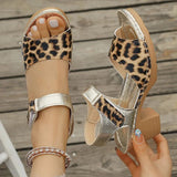 Lightweight Leopard Print Thick Heel Sandals Women Summer High Heels Platform Sandles Woman Ankle Strap Non Slip Beach Sandalias