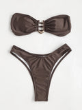 Women Bikini Sets Two Pieces Swimsuit Female Metal High Waist Sexy Bikini Bathing Suit Monokini Swimwear Women Biquini Bakini