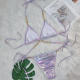 DEKA Shiny Diamond Chain Bikinis Set Mujer Two Pieces Crystal diamond Swimsuit Women Thong Swimwear Sexy Halter Swimsuit