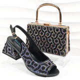 doershow Italian brown Shoes And Bag Sets For Evening Party With Stones Italian Leather Handbags Match Bags!   HMP1-21