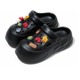 Women Fashion Clogs DIY Cartoon Charms Platform Shoes Woman Home Street Slippers Soft EVA Girls Daily Walking Beach Sandals