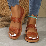 Summer Flats Rome Sandals for Women 2025 Woven Band Non Slip Beach Sandles Woman Plus Size 36-43 Back Strap Sandalias De Mujer