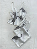 Comfortable Fashionable 2pcs V Neck Leopard Print Suspender Long Pants Pajama Set