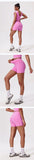 Naked Yoga Sets Women Gym V Neck Slim Sports Vest High Waist Shorts 2 Piece Fitness Suits Outwear Running Workout Tracksuit