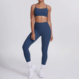 Women's Seamless Yoga Set Cross Back Sports Bra & High Waist Booty Lifting Yoga Leggings Gym Running Fitness Workout Outfit