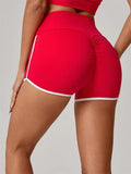 Color Blocking Patchwork Yoga Shorts Women Tight Fitting Peach Hip Lifting Sports Pants Gym Running Bike Wear Leggings