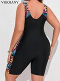 VigoJany 2026 Solid Patchwork Plus Size Swimwear Women Strapped Push Up Large One Piece Swimsuit Summer Chubby Bathing Suit