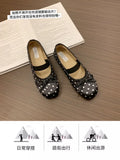 Polka Dot Women Ballet Flats Comfortable Round Toe Elastic Band Shoes Street Style Soft Sole Ladies Eelgant Wedding Dress Shoes