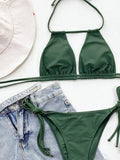 2025 Sexy Tie Side Strappy Halter Bikini Female Swimsuit Women Swimwear Two-pieces Bikini set Hollow out Bathing Suit Swim Lady