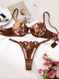 Exclusive green embroidery lingerie set for dates. Sexy see-through chiffon bra. High-end sensual women's underwear ZA824031