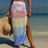 New Colorful Hollow Out Knitted Tunic Beach Cover Up Cover-ups Beach Dress Beach Wear Beachwear Long Skirt Female Women K6588