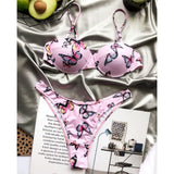 Underwire Push Up Bikini Women Swimwear Female Swimsuit Two-pieces Bikini set Butterfly Printed Bather Bathing Suit Swim V3200