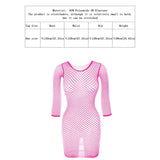 1PC Women Sexy Fishnet Beach Cover Up Long Sleeves Hollow Out Bodycon Dress See Through Summer Swimwear