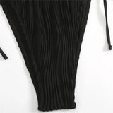Sexy Backless One Piece Swimsuit Woman 2026 String Texture Swimwear Hollow Out Monokini High Cut Bathing Suit Deep V Neck Bather