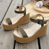 2026 Summer Chunky Platform Sandals Women Plus Size 43 Wedge High Heeled Sandals Woman Ankle Strap Thick Bottom Sandalias Mujer