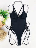 DEKA Underwire Swimwear Women Lace Up One Piece Swimsuit Bandage Female Backless Monokini Bather Bathing Suit Swim Lady