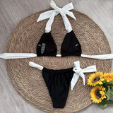 Halter Bikini 2024 Sexy Women Swimsuits Female Swimwear Micro Bikini Set Brazilian Biquini Swimming Suit Solid Beachwear
