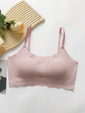 wire-free Soft Pink Women's Seamless Wireless Bra Comfortable Fit Invisible Underwear with Removable Pads for Sports Yoga Q011