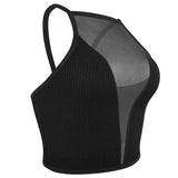 New Sexy Mesh Camisole Crop Top Corset Ribbed Backless Underwear Hot Fashion Women Casual BrassiereTank Top Bralette Lingerie