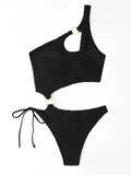 2026 One Shoulder Hollow Bodysuit One Piece Swimsuit Sexy Swimwear Women Bathing Suit Female Swimming Summer Beachwear Bodysuit