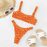 Sexy Micro Bikini Women Orange Leopard Print Push Up Padded Thong Swimsuit Female Cut Out Bathing Suit Swimwear Biquini