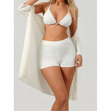 S - XL New With Cover Up Female Swimsuit High Waist Bikini Women Swimwear Bather Bathing Suit Swim Three-pieces Bikini set K8084