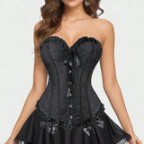 Sexy Pure Desire Casaul Style Waist Cincher Fishbone Corset Bust Support Shaping Top Front Button Lace-Up Strapless Bra Q7JI