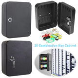 Key Storage Lock Box 20 Key Hooks Combination Key Cabinet Security Lock Box with Key/Code Lock Locking Key Cabinet Key Safe Box