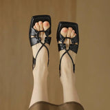 2026Summer New Model Fashion Middle Heeled Women's Sandals Black Buckle Open-toe Comfortable Hollow-out Women's Shoes High 3.5cm