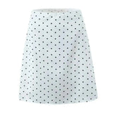 2026 Women Vintage Black White Polka Dot A-line Knee Length Skirt Sexy Low Waist Holiday Summer Skirts Slim Mini Skirts J7L2