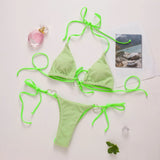 DEKA Brazilian Cross Bandage Bikini Set Women Lover Swimsuit Halter Swimwear Push Up Bikini Beachwear Sexy Bathing Suit