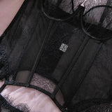Toucheart Erotic Lingerie Set Women Romantic Tight Fishbone Bra Heavy Industry Lacemesh Hollow Splicing Garter Belt Andstockings