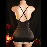 Spaghetti Strap Nightgown Deep V Women Elegant Sleepwear (no Thong) Big Backless Black Short Hot Night Dress Women's Lingerie