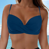 Women's Sexy Bikini Bra Fashion Push Up Underwear Swimsuit Solid Color Cross Tie Bra Pad No Steel Swimsuits Bikini Lenceria