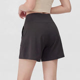 Women's High-Waisted Yoga Shorts with Pockets Quick-Drying Breathable for Summer Outdoor Training Running Pilates Fitness