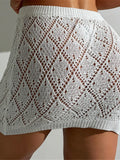 Sexy Hollow Out Crochet Knitted Tunic Beach Cover Up Cover-ups Beach Dress Beach Wear Beachwear Mini Skirt Female Women K6587