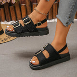 2026 Summer Denim Platform Sandals Women Fashion Buckle Thick Bottom Rome Sandles Woman Plus Size Non Slip Soft Sole Sandalias