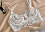 MOYISU French temptation lace big boobs small bra underwear ultra thin set transparent white sensory pure desire underwear
