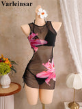 With Cover Up Flower Printed Halter Bikini Women Swimwear Female Swimsuit Three-Pieces Bikini Set Bather Bathing Suit Swim V8253