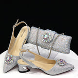 Doershow hot selling purple Shoes and Bags To Match Set Italy Party Pumps Italian Matching Shoe and Bag Set for Party! 81-21