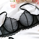 Toucheart Sexy Lingerie Suit for Women Lace Mesh Ultra-thin Underwear Comfortable Bra Set with Steel Rings Hollow Out Underwear