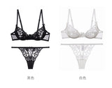 MOYISU Parisian Sheer Bralette Set - Ultra-Thin Wire-Free Bra No Padding Anti-Sag Lace Cutout Lingerie Sexy Vacation-Ready Tushy